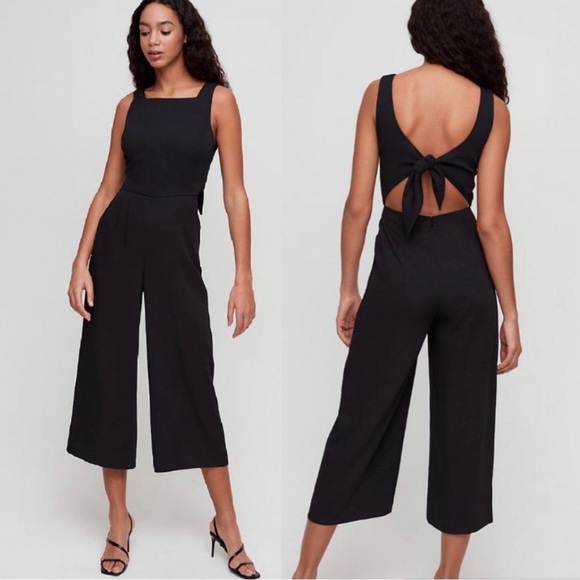 Wilfred Écoulement Romper Black Wide  Legs Open Back Lined Size 0 - Picture 1 of 9